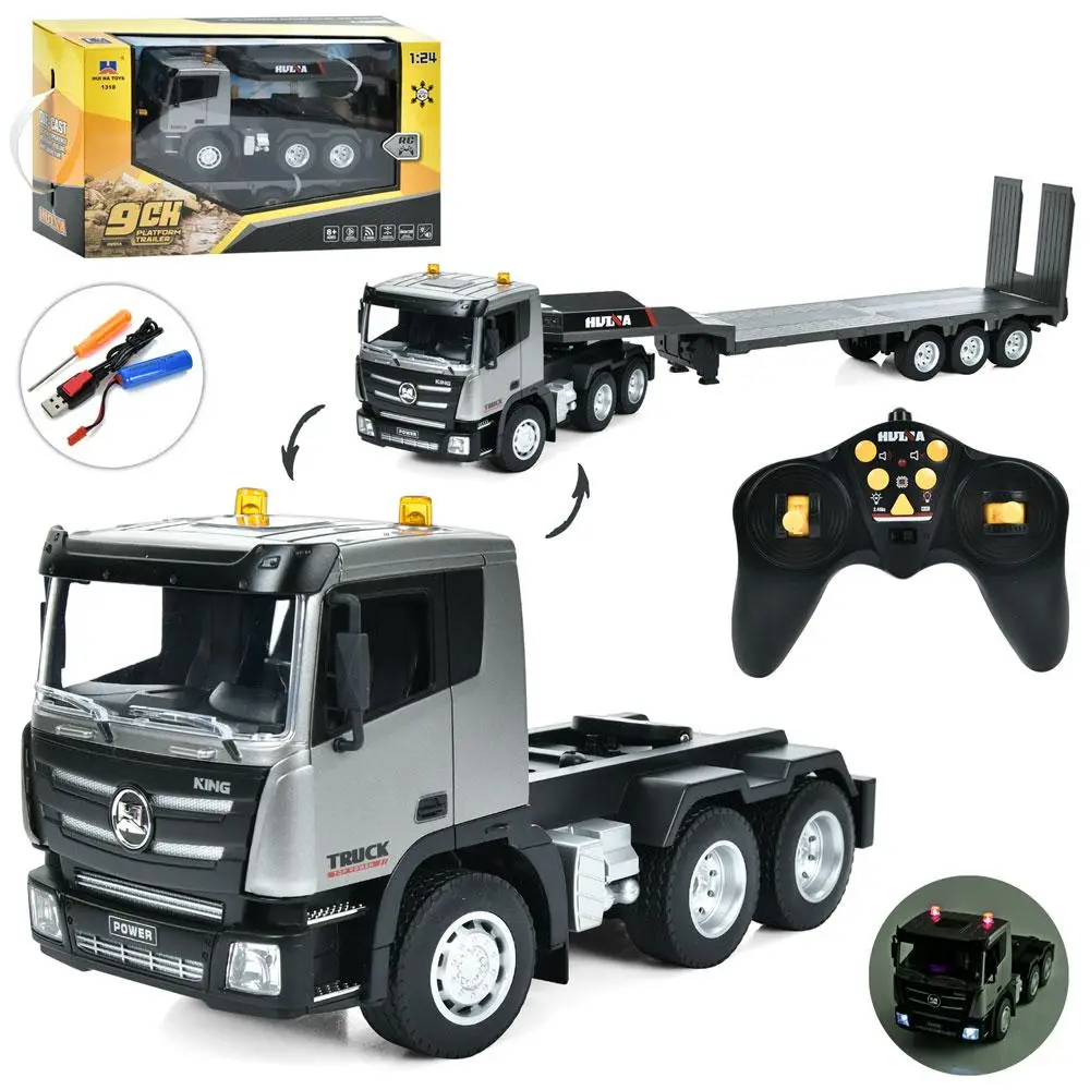 Машина (автотрейлер) - тягач з причепом на радіокеруванні, гумові колеса, світло, звук, 1318, фото 1