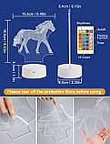 Нічник FULLOSUN Horse Gifts для дівчаток, кінь, 3D нічник для дітей, ілюзорна лампа, 16 кольорів, що змінюються, фото 5