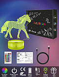Нічник FULLOSUN Horse Gifts для дівчаток, кінь, 3D нічник для дітей, ілюзорна лампа, 16 кольорів, що змінюються, фото 2