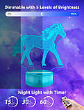 Нічник FULLOSUN Horse Gifts для дівчаток, кінь, 3D нічник для дітей, ілюзорна лампа, 16 кольорів, що змінюються, фото 4