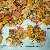 Осенние листья декоративные из ткани 10х9,5 см Оранжевые 50 шт 5-31481-6