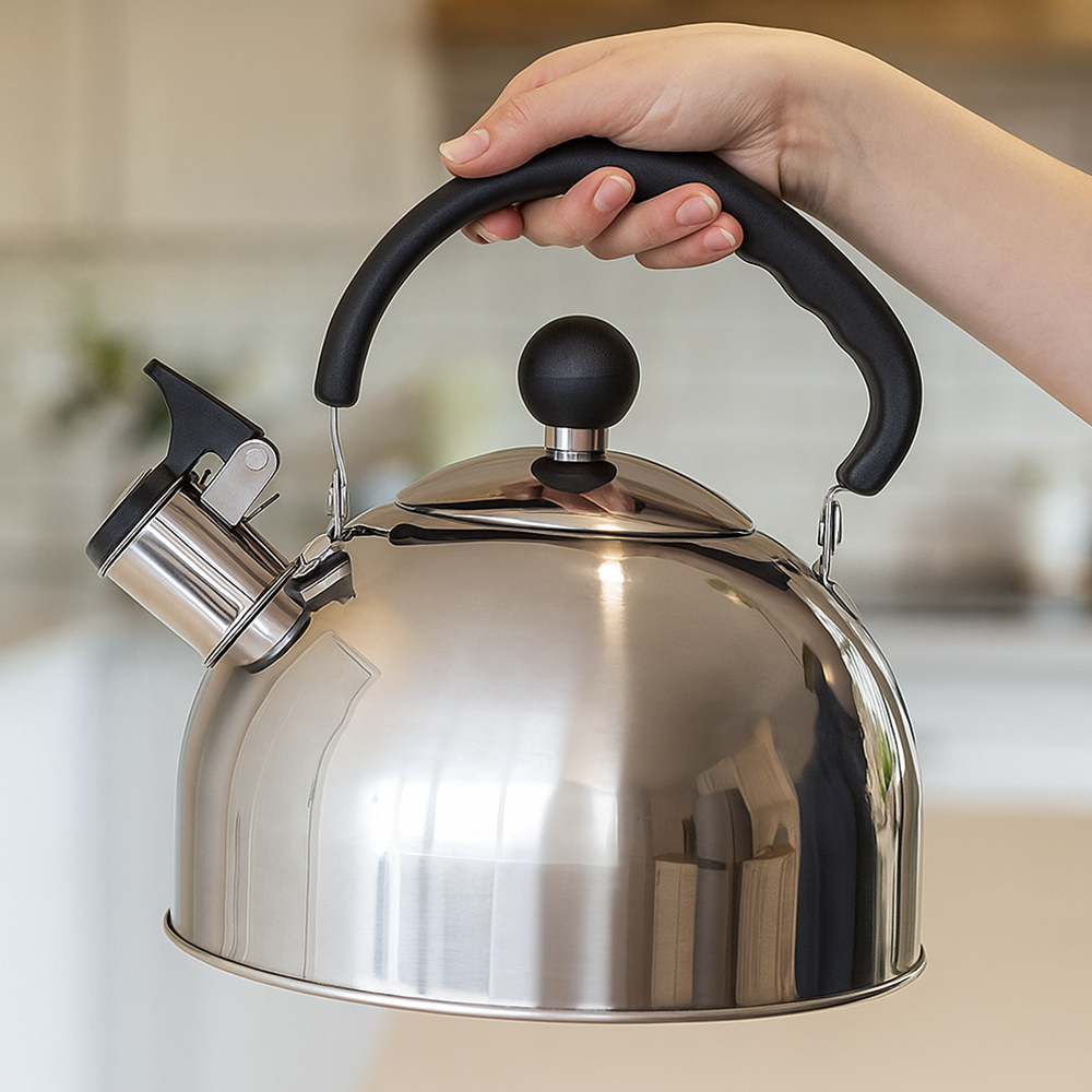 Чайник для плити із свистком BasicSteel, 2,5 л, нержавіюча сталь, одинарне дно