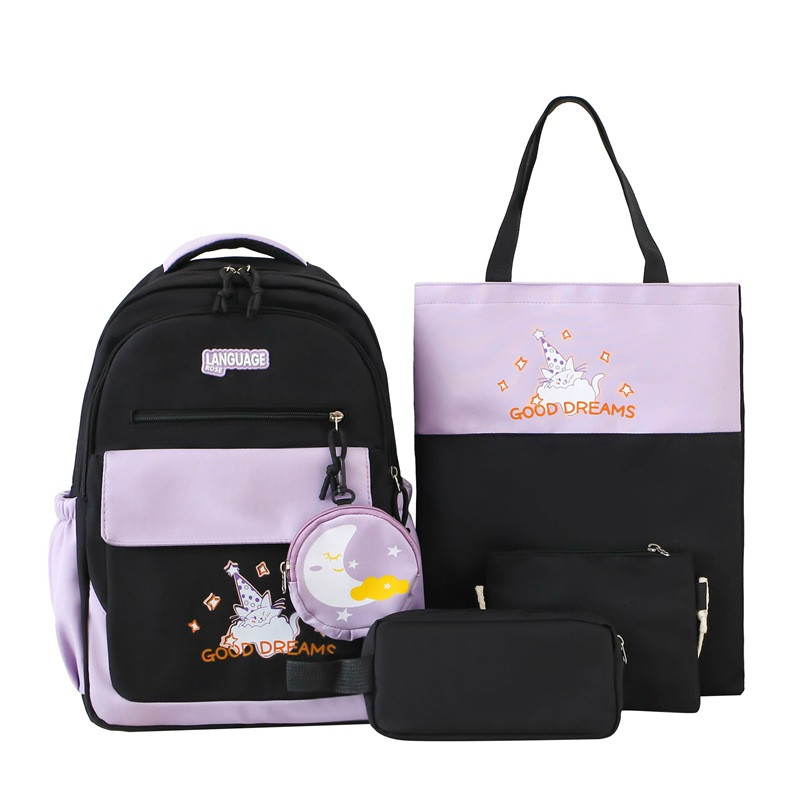 Рюкзак чорний Котик комплект 4в1: рюкзак, сумка, бананка, пенал для міста та школи, 5166