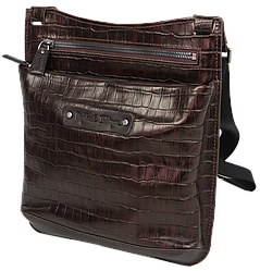 Чоловіча шкіряна наплічна сумка Mykhail Ikhtyar коричнева