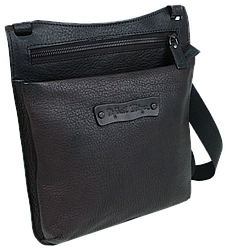 Чоловіча наплічна сумка з натуральної шкіри Mykhail Ikhtyar чорна