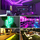 LUXONIC 16.4FT 5M Неонова світлодіодна стрічка, RGB світлодіодна стрічка, Bluetooth Гнучкий силіконовий неон з APP/пилемним, фото 5