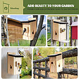 Ideashop Смарт шпаківня з бездротовою камерою 3MP, 13" H підвісний дерев'яний пташиний будиночок для вулиці, зовнішня камера, фото 4