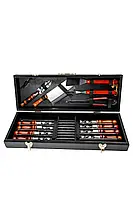 Подарунковий набір шампурів у кейсі з дерева для шашлику "Венге BBQ" шампура з дерев'яною ручкою