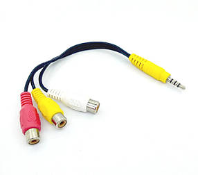 Кабель 3.5mm папа / 3RCA мама 0.15m чорний