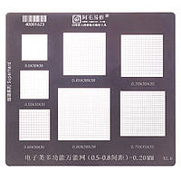 BGA — трафарет (для реболлінгу) Amaoe — крок 0,5 мм, діапазон 0,5-8 мм, товщина 0,20 мм