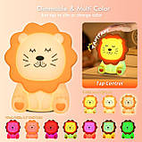 Нічне світло для дітей, 7 кольорів М'яке силіконове дитяче нічне світло з 3 рівнями димованого, перезаряджуване антивідблиск, фото 2