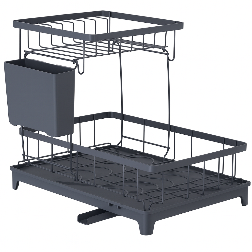 Настільна сушарка для посуду Edenberg EB-17981, 2 яруси 36х29х25 см металева чорна, фото 1
