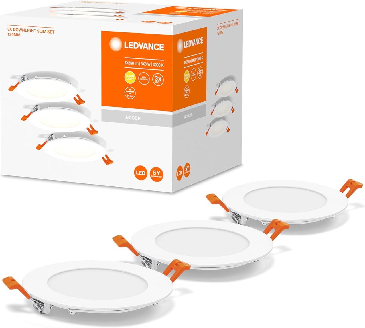 LEDVANCE Вбудований прожектор білого кольору, тонкий світильник із вбудованим драйвером, світлодіодний прожектор, фото 1