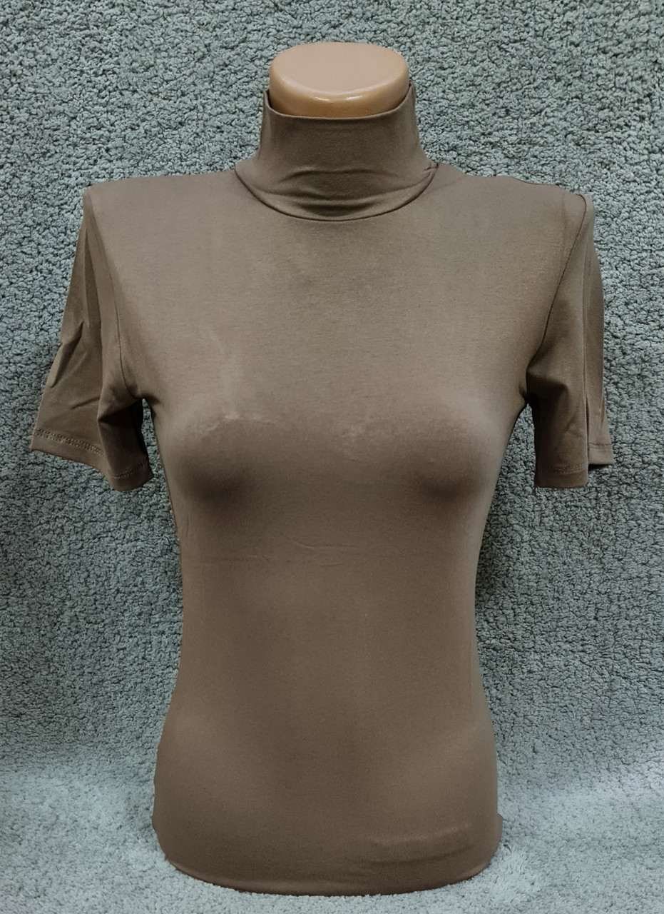 Водолазка жіноча Leliss гольф віскоза з коротким рукавом мокко