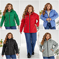 Жіноча осіння куртка з плащової тканини супербатал: 48-50, 52-54, 56-58, 60-62, 64-66, 68-70 - чорний, червоний