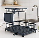 Настільна сушарка для посуду Edenberg EB-17981, 2 яруси 36х29х25 см металева чорна, фото 2