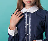 Блузка Світ блуз мод. 6010 синя з окантовкою в горошок, фото 2