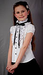 Шкільна блузка Світ блуз арт. 2071д з рюшами та чорною стрічкою, фото 5