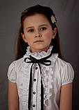 Блузка шкільна Світ блуз мод. 2071к біла з чорною стрічкою, фото 2