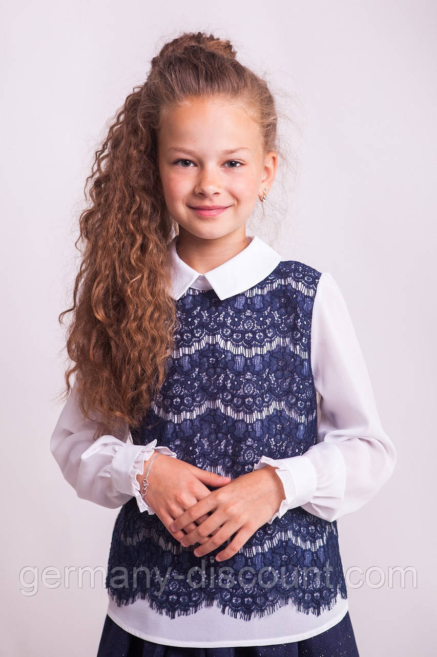 Блузка Світ блуз мод. 8005 із синім мереживом, фото 1