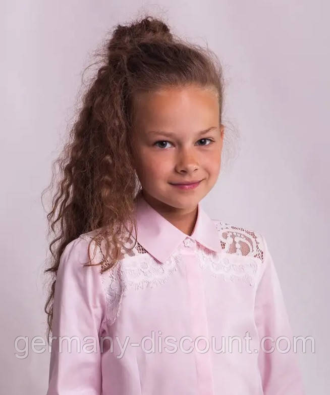 Блузка Світ блуз мод. 7007 рожева з мереживом на плечах, фото 1