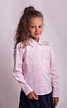 Блузка Світ блуз мод. 7007 рожева з мереживом на плечах, фото 2