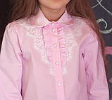 Блузка Світ блуз мод. 6007 рожева з мереживним комірцем, фото 2