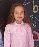 Блузка Світ блуз мод. 6007 рожева з мереживним комірцем, фото 3