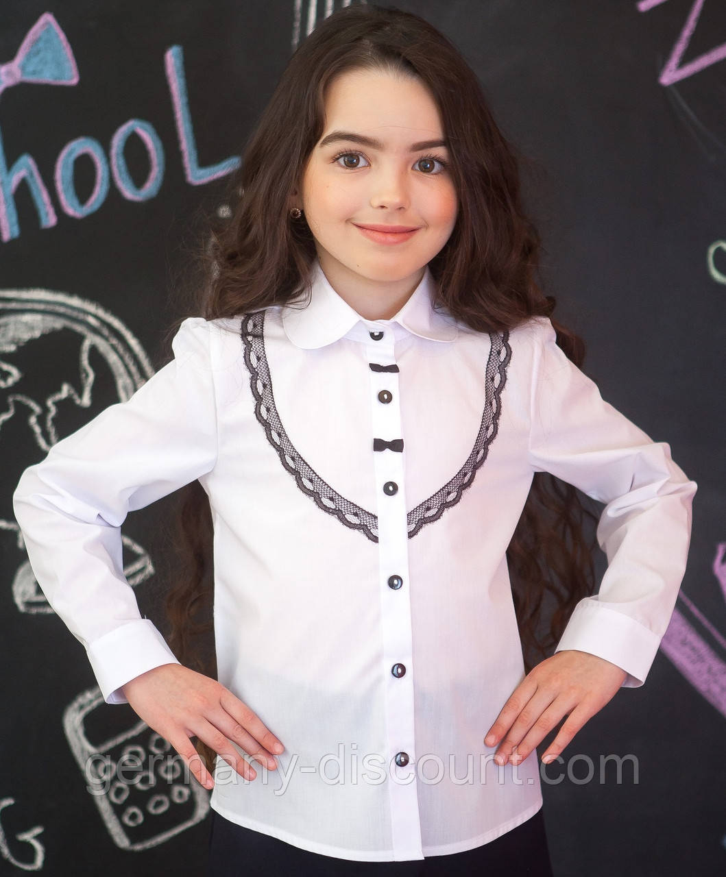 Блузка сорочка Світ блуз 7087д з бантиками, фото 1