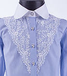 Блузка сорочка для дівчинки Світ блуз блакитна мод.5072, фото 2