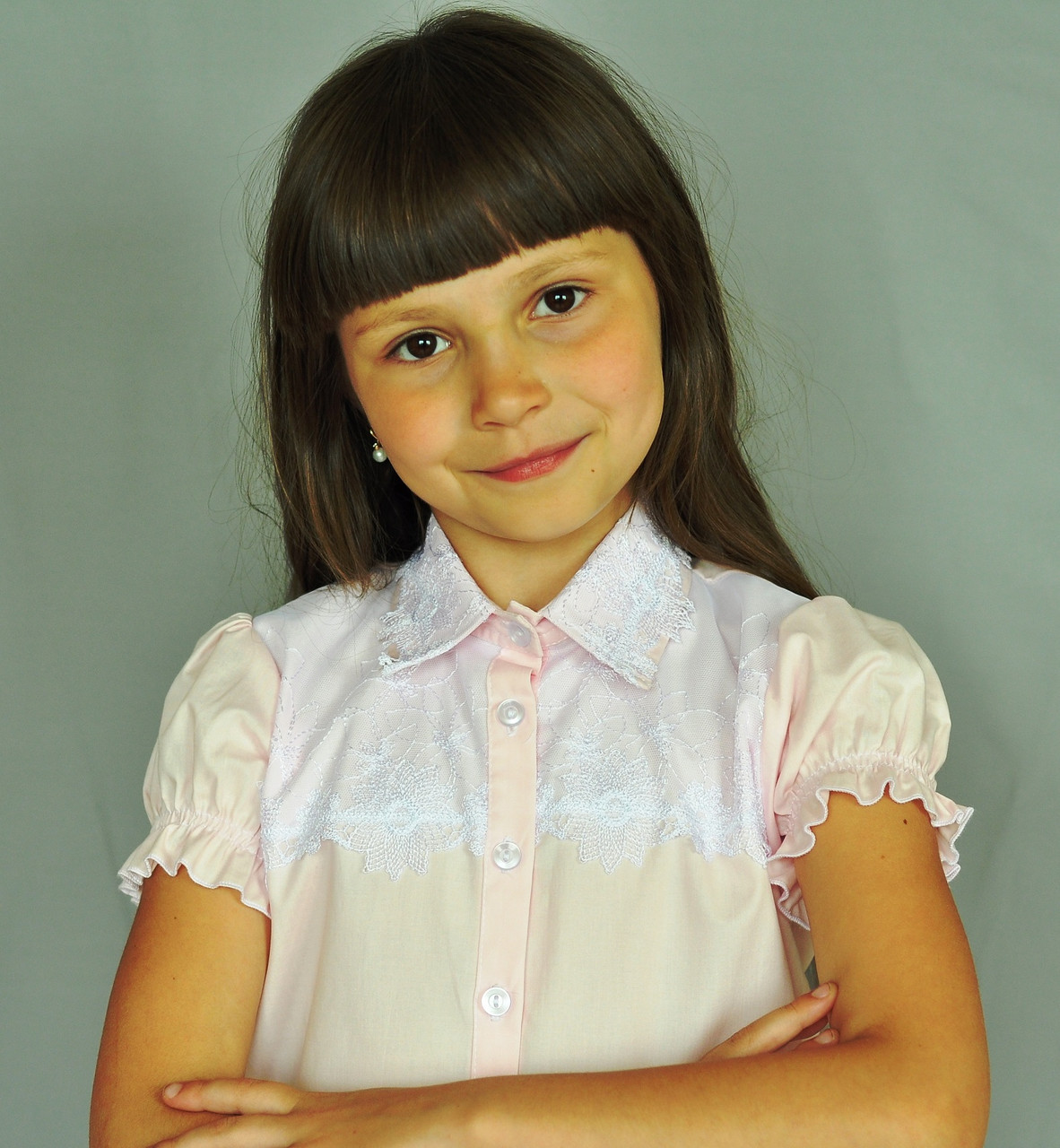 Шкільна блузка на короткий рукав рожева мод. 3012, фото 1