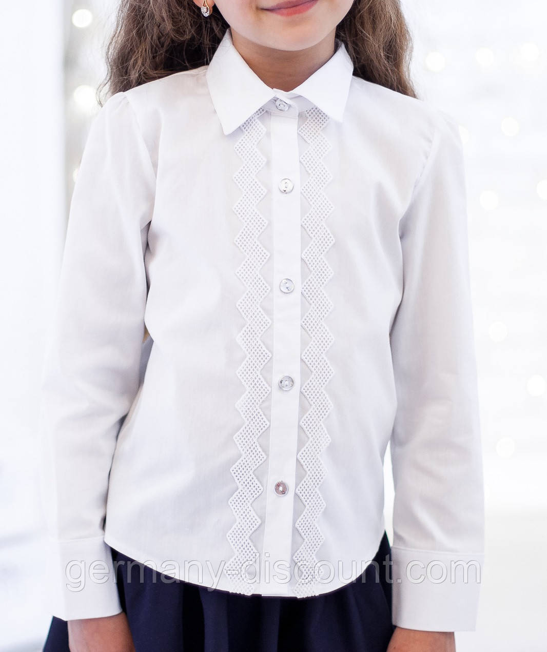 Шкільна блузка класична з мереживом мод. 2011 біла, фото 1