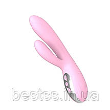 Вібратор-кролик з 10 режимами вібрації, пульсацій та ескалації та режимом нагрівання Joker Heating Vibrator Light Pink, фото 4