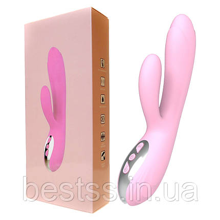 Вібратор-кролик з 10 режимами вібрації, пульсацій та ескалації та режимом нагрівання Joker Heating Vibrator Light Pink, фото 1