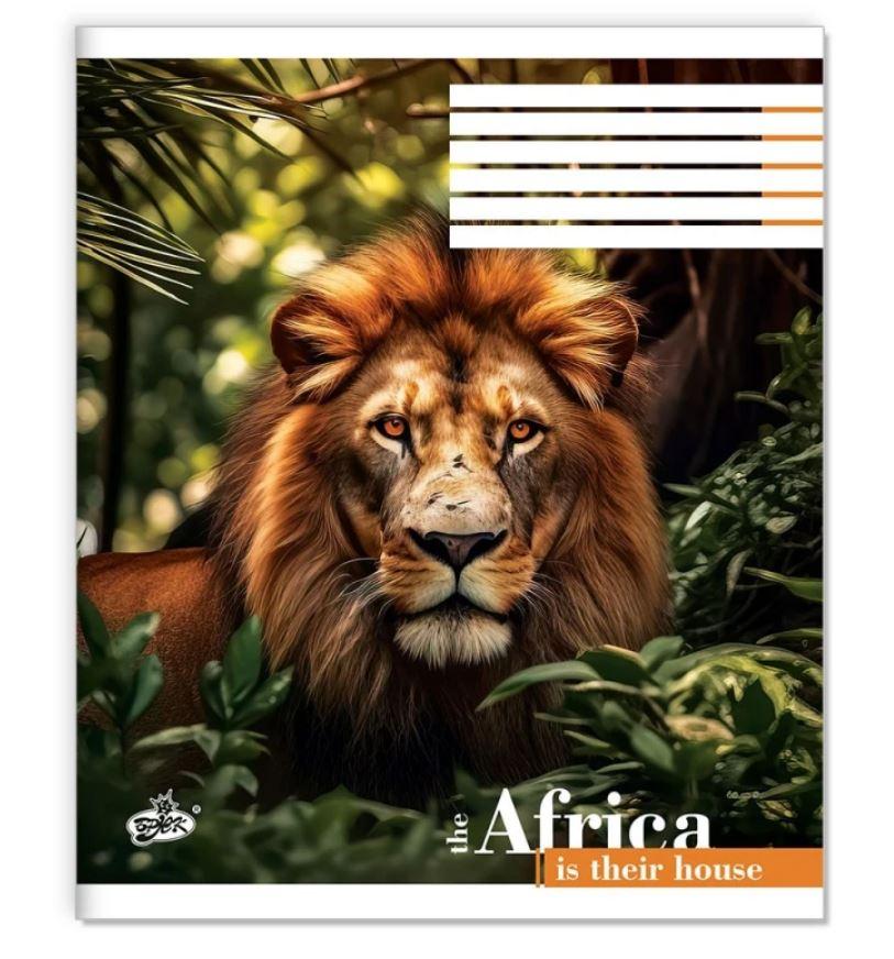 Зошит учнівський "Бріск" 48 арк. /ТВ-14/ №2455 "Дика фауна", клітинка, офсетний папір 55 г/м², ВД-лак, фото 1