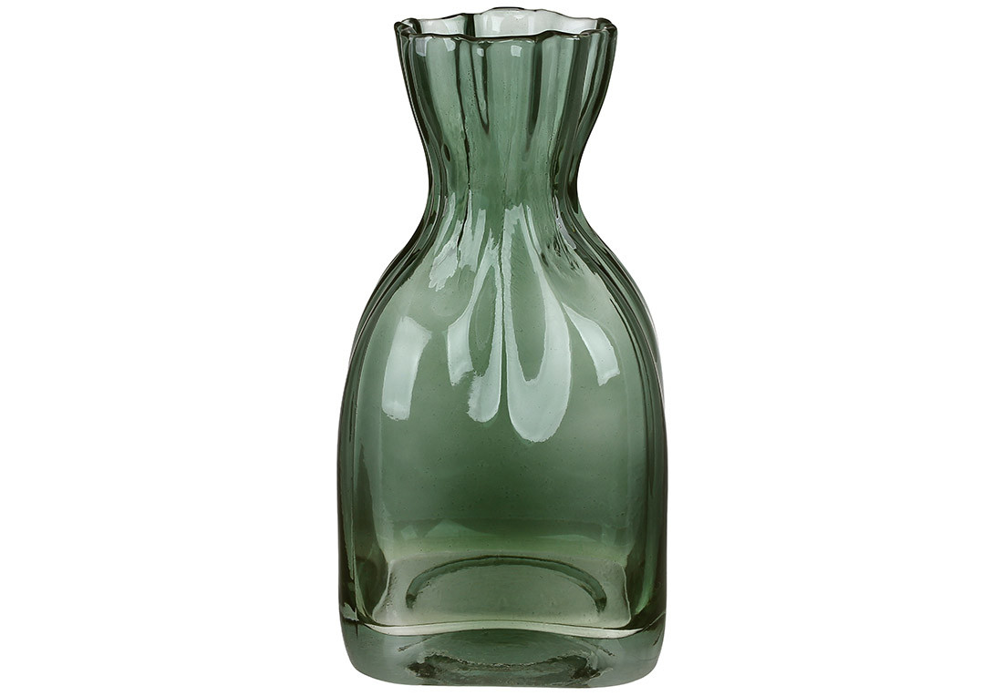 Ваза скляна Грейс 7.5*12*24см, колір - зелений ТОВАР ВІД ВИРОБНИКА