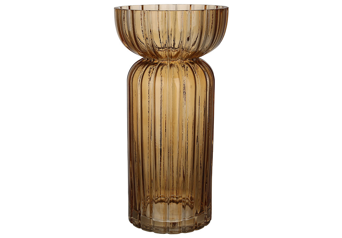Скляна ваза Amelie 12*10*25см, колір - амбер ТОВАР ВІД ВИРОБНИКА