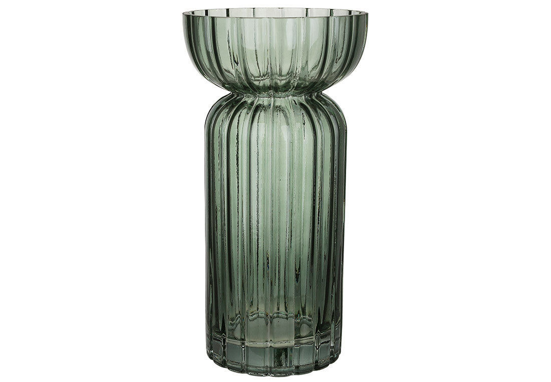Скляна ваза Amelie 12*10*25см, колір - зелений ТОВАР ВІД ВИРОБНИКА