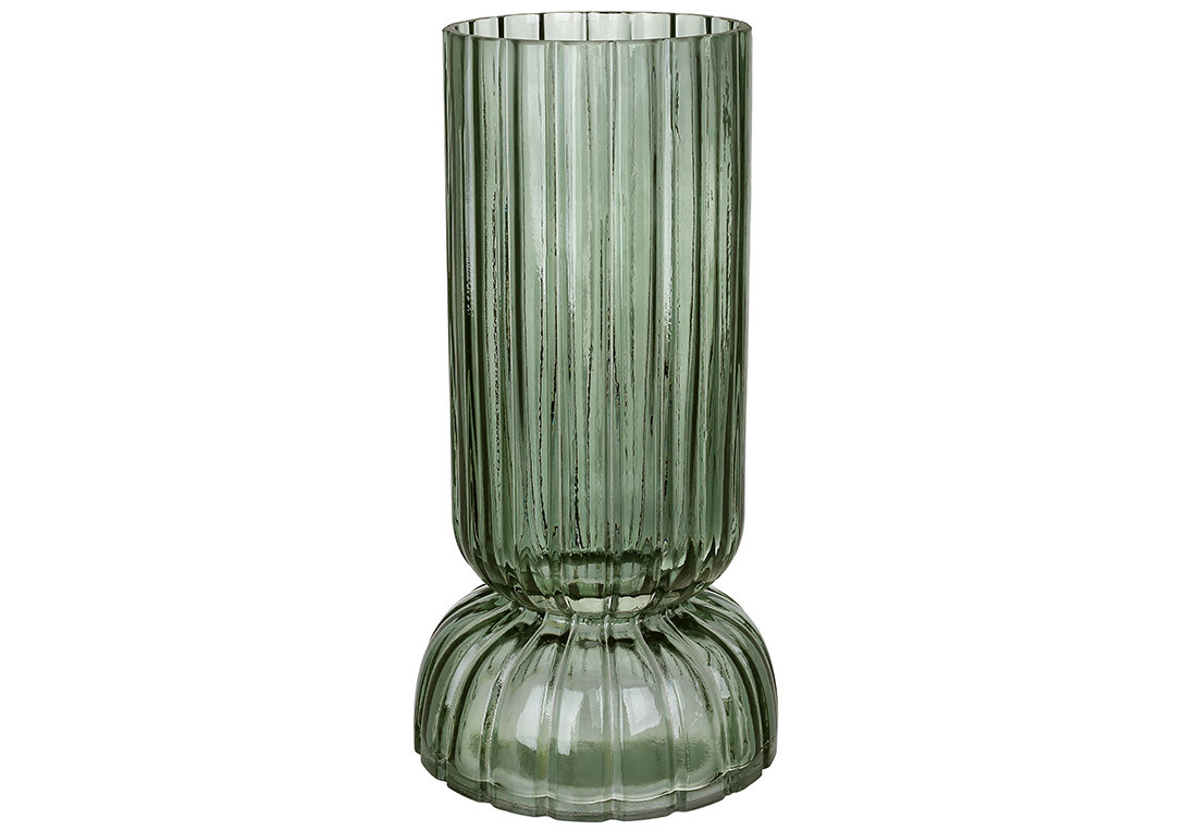 Скляна ваза Amelie 10*12*25см, колір - зелений ТОВАР ВІД ВИРОБНИКА