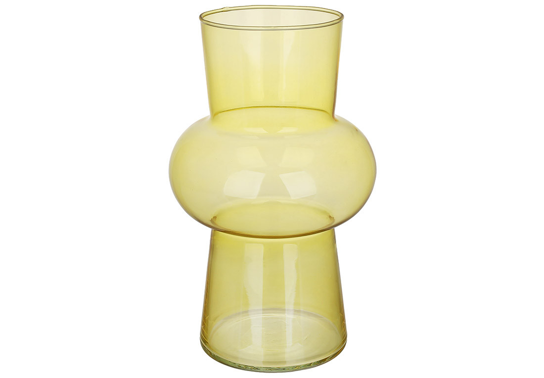 Ваза скляна Retro D12*20см, колір - жовтий ТОВАР ВІД ВИРОБНИКА