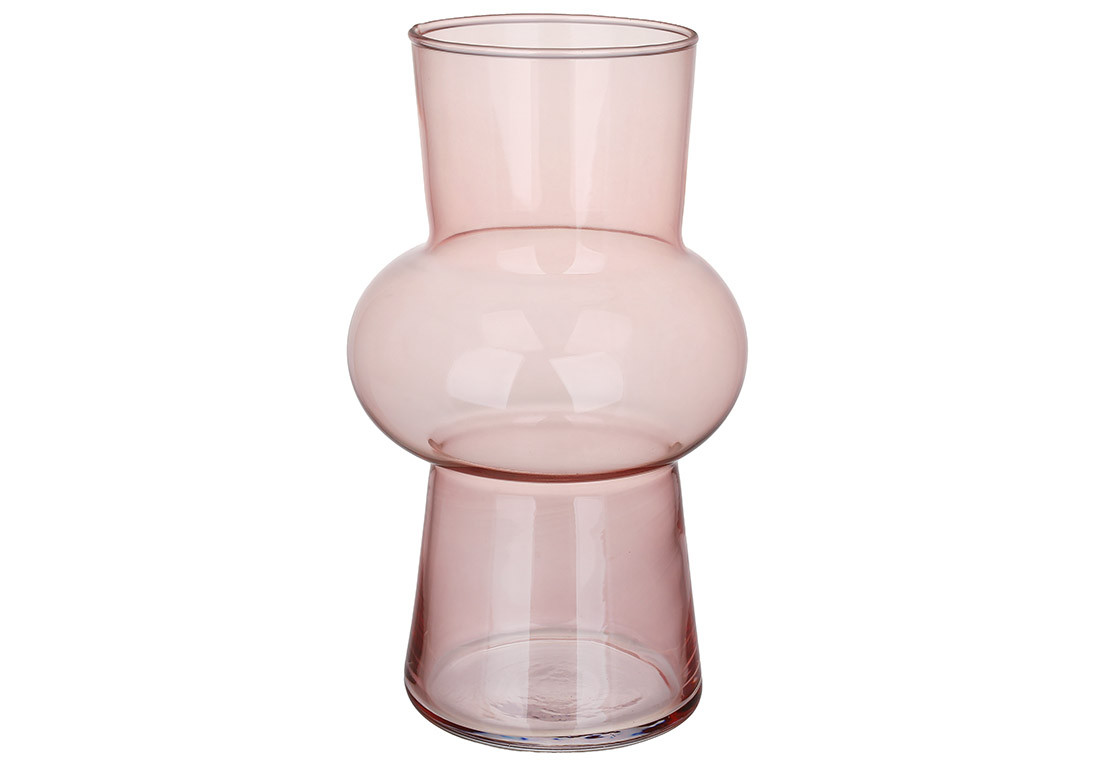 Ваза скляна Retro D12*20см, колір - рожевий ТОВАР ВІД ВИРОБНИКА