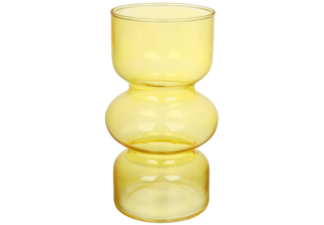 Ваза скляна Retro D10*18см, колір - жовтий ТОВАР ВІД ВИРОБНИКА