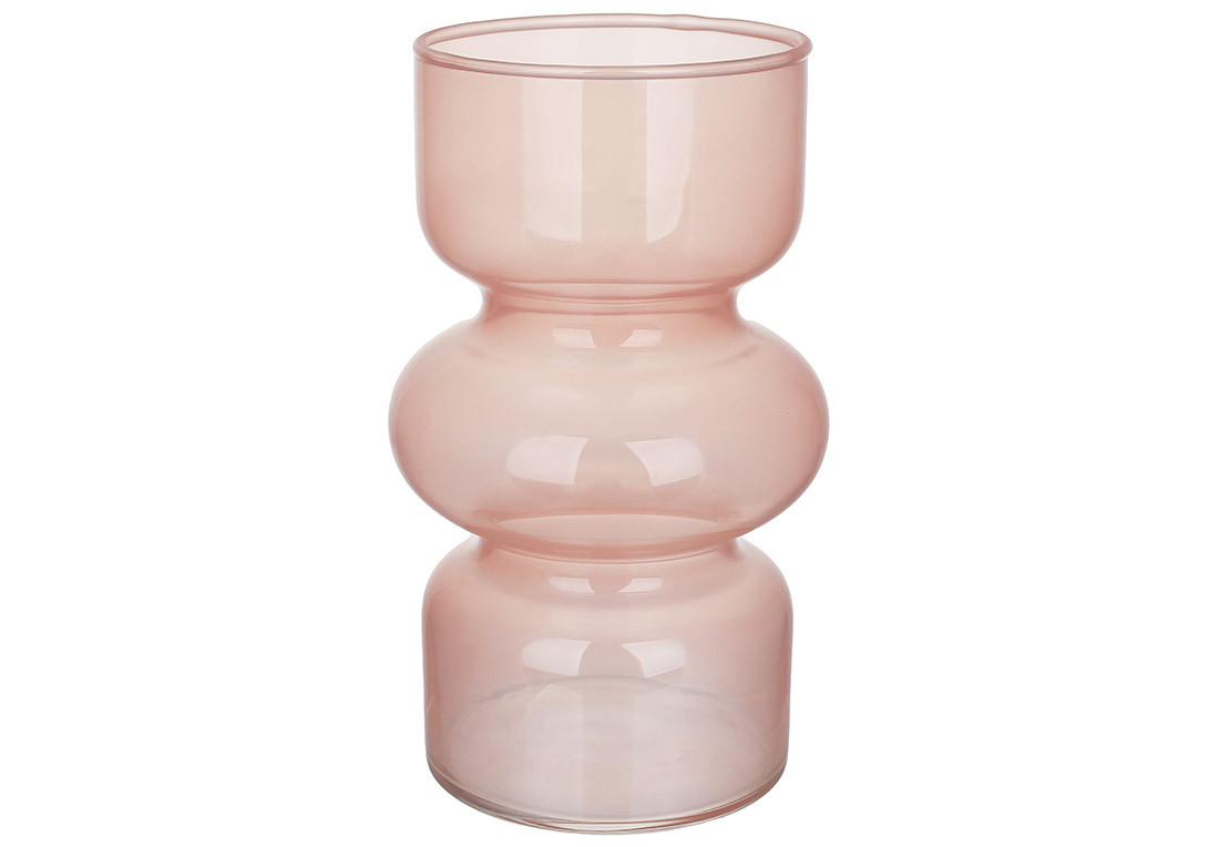 Ваза скляна Retro D10*18см, колір - рожевий ТОВАР ВІД ВИРОБНИКА