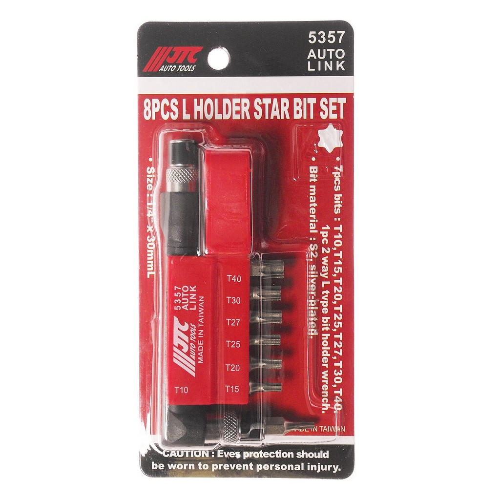 Набір біт 1/4"; TORX T10-T40 з Г-подібним перехідником 8од., фото 1