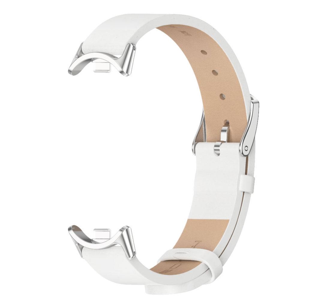 Шкіряний ремінець Mijobs для фітнес-браслета Xiaomi Smart Band 10 - White/Silver, фото 1