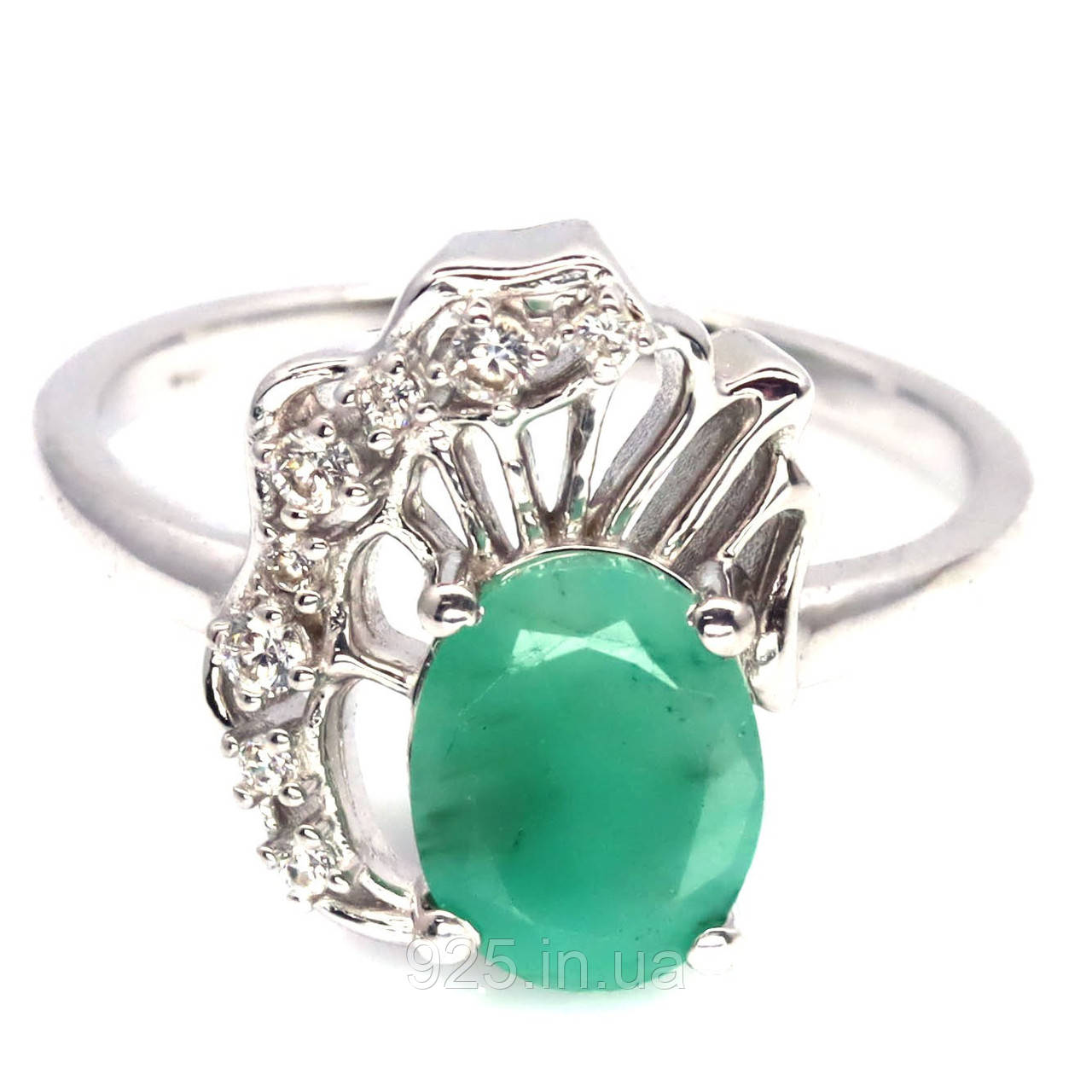 Каблучка. Натуральний смарагд. Срібло 925., фото 1
