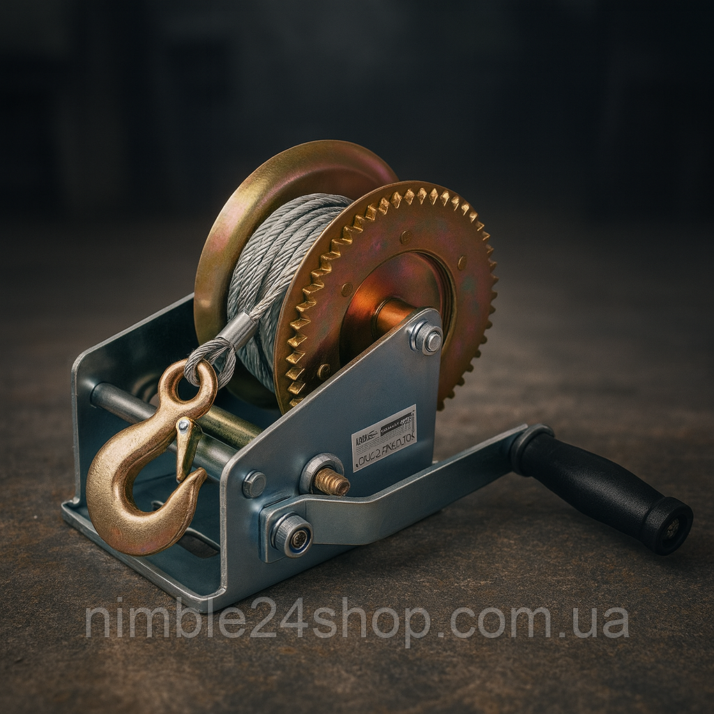 Лебідка ручна 2500 lbs з тросом 10 м, для монтажних і вантажно-розвантажувальних робіт