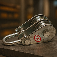 Блок монтажний дворольний 0,4 т, 2 ролика – для підйому і переміщення вантажів, розподіл навантаження