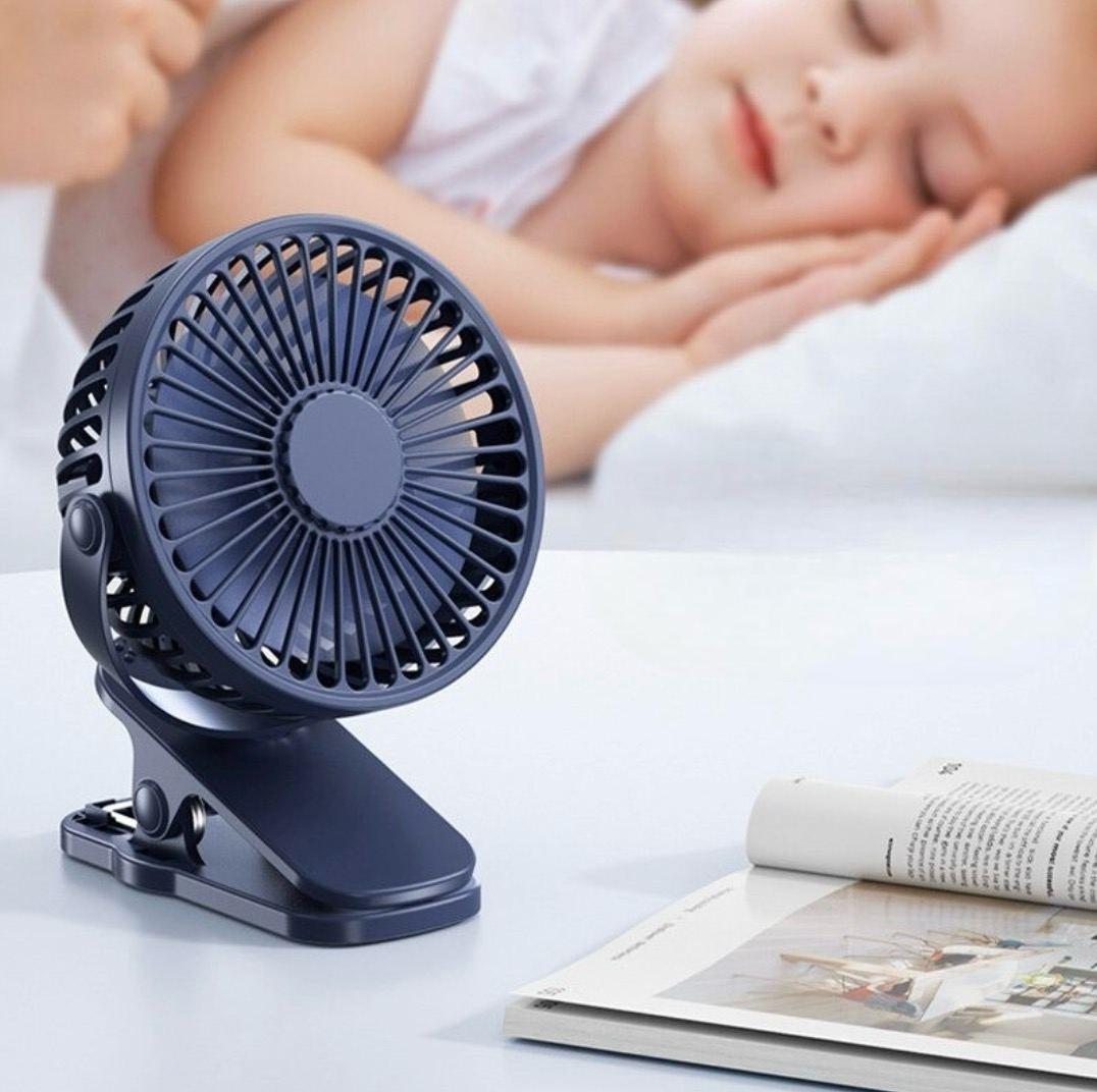 Вентилятор настільний портативний міні з акумулятором і затискачем 3 режими роботи, фото 1