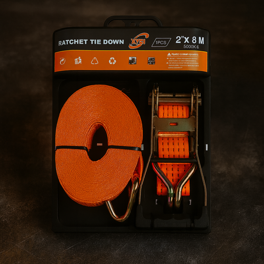 Ремінь стяжний з натяжним механізмом 8 м х 5 т для кріплення та транспортування вантажів, фото 1